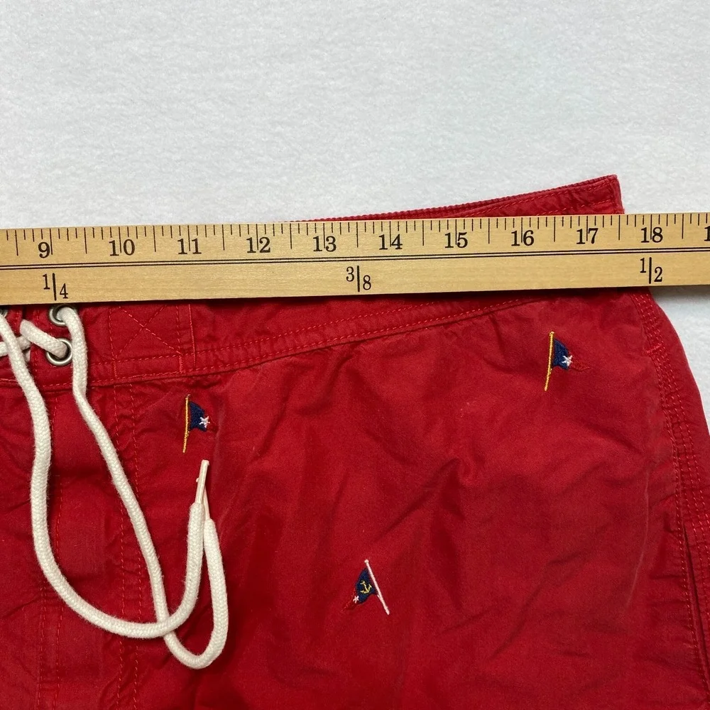 VINTAGE Polo Ralph Lauren Board Shorts Mens XL Red Flag Boat Drawstring